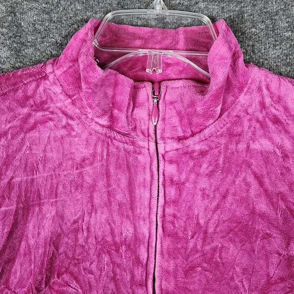 Kim Rogers Tracksuit Womens PM Pink Velour 2 Piece Set Full Zip Pants EUC